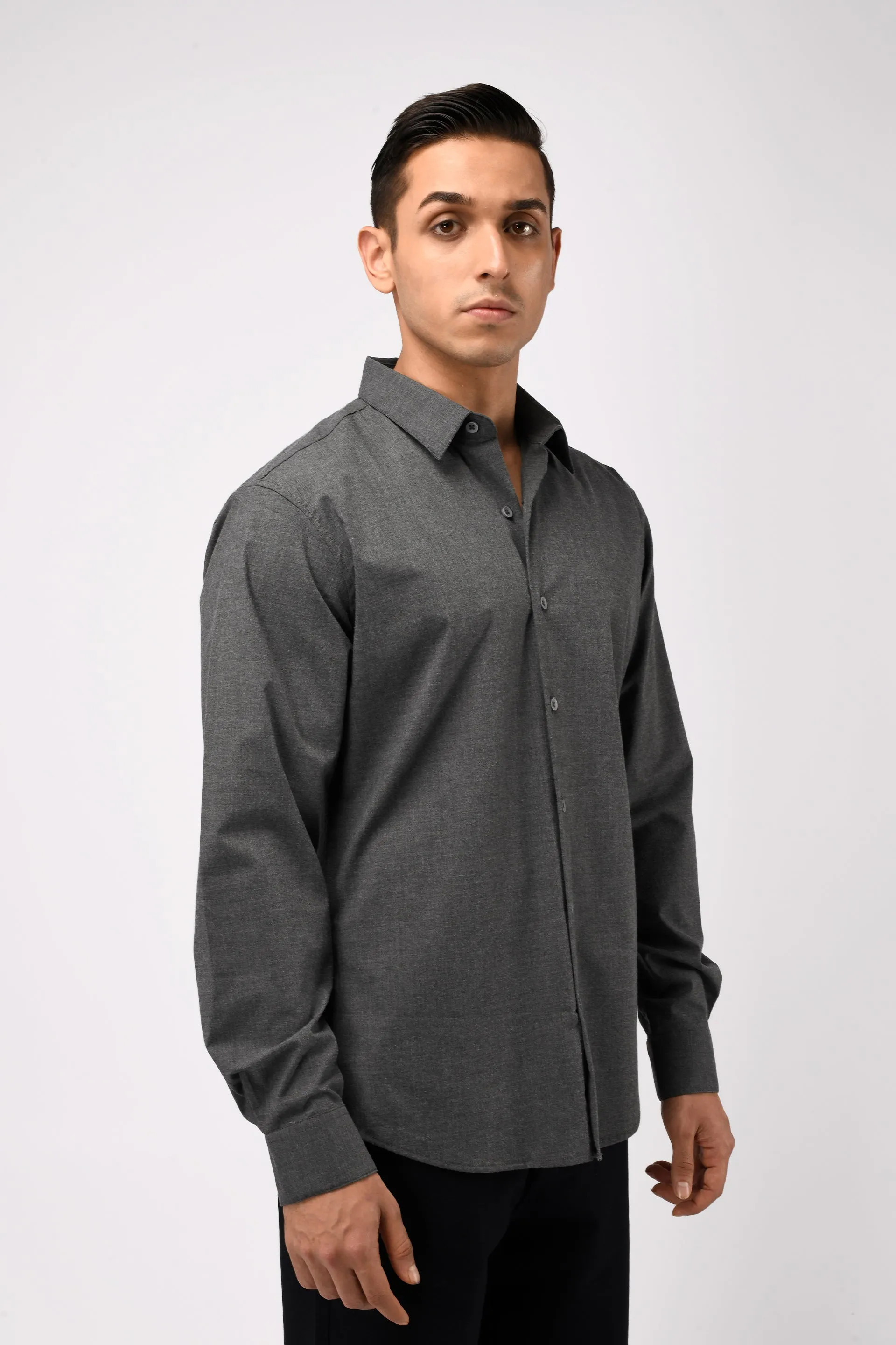 EASY IRON STRETCH SHIRT IN GREY
