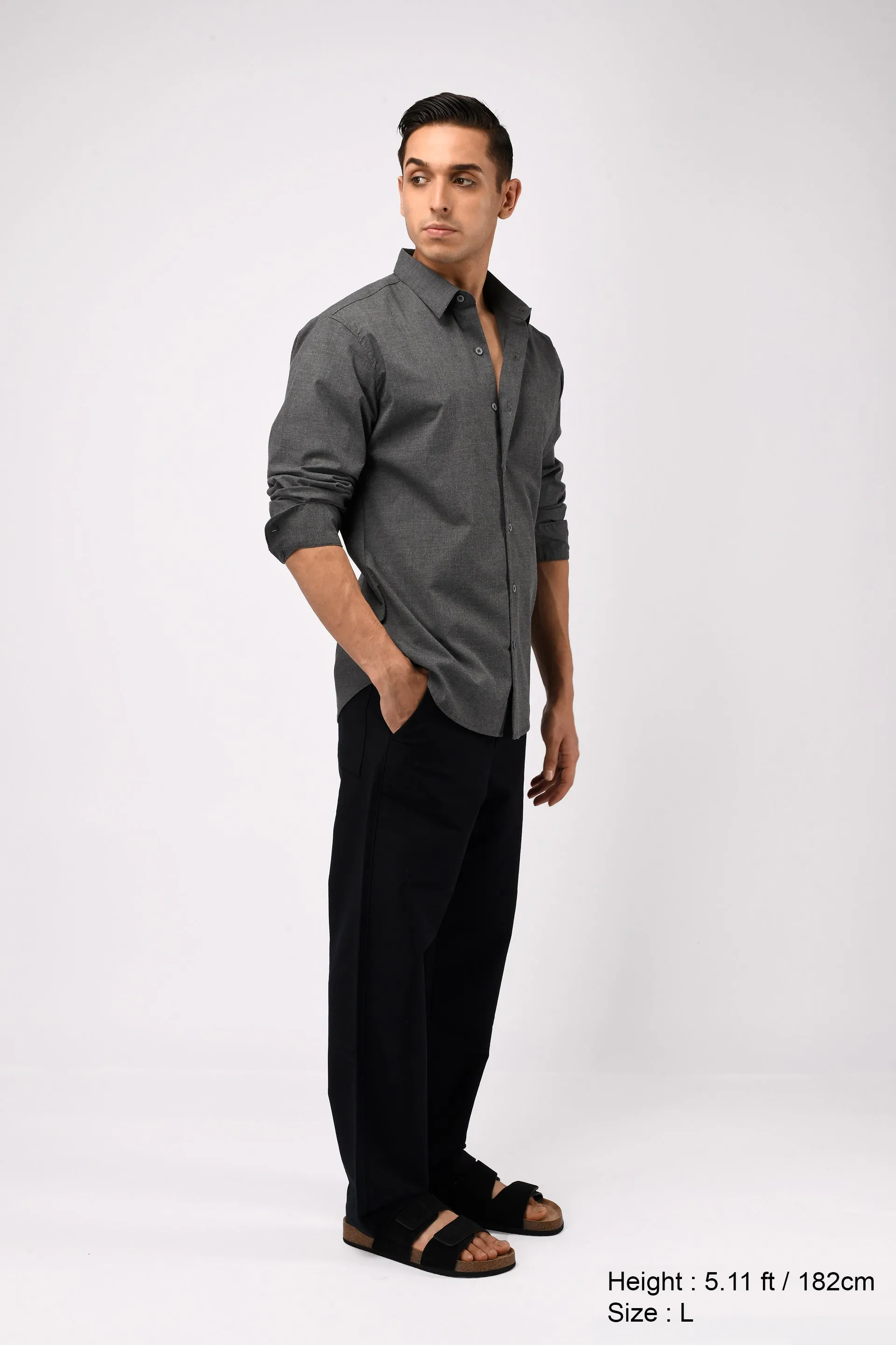 EASY IRON STRETCH SHIRT IN GREY