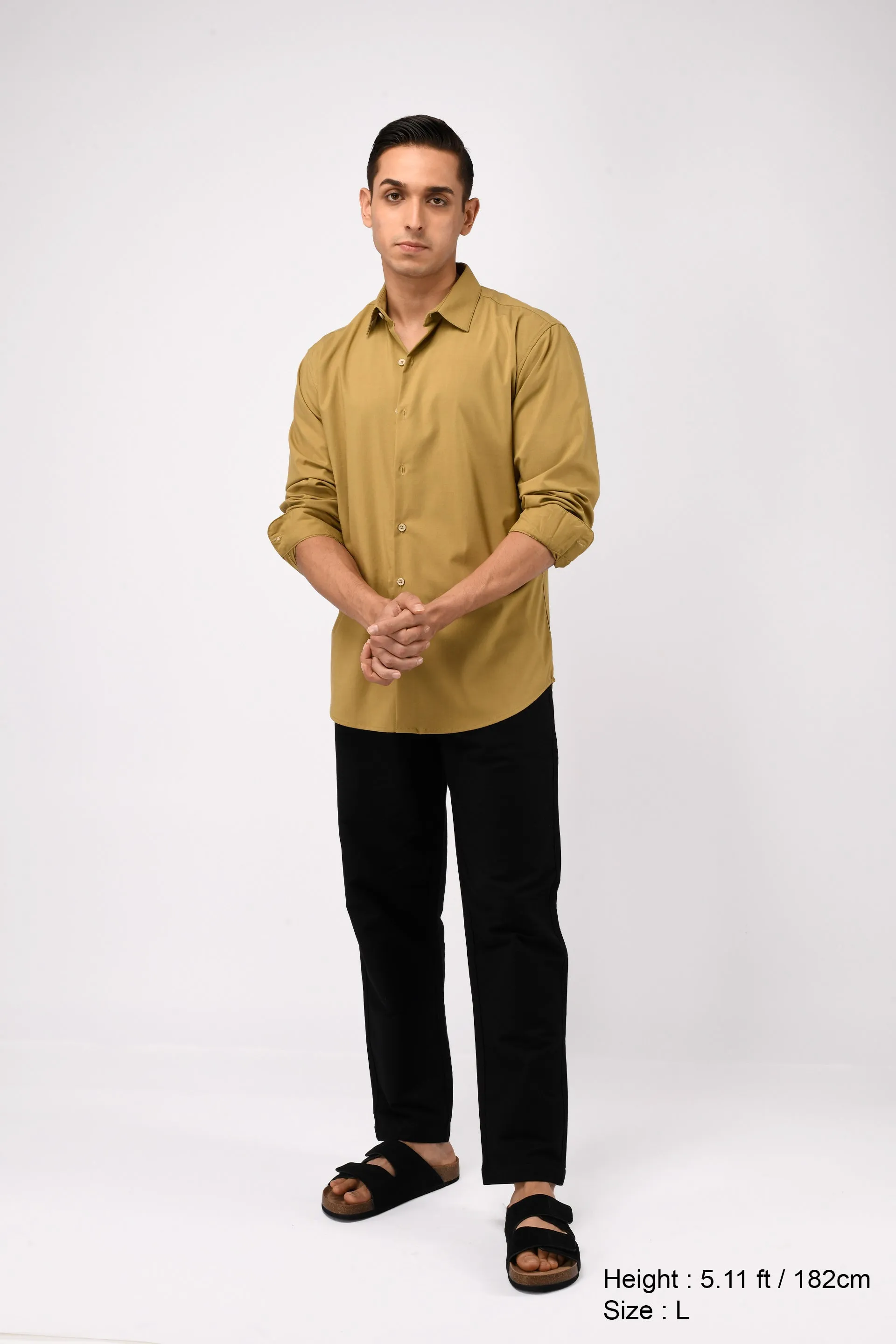 EASY IRON STRETCH SHIRT IN YELLOW