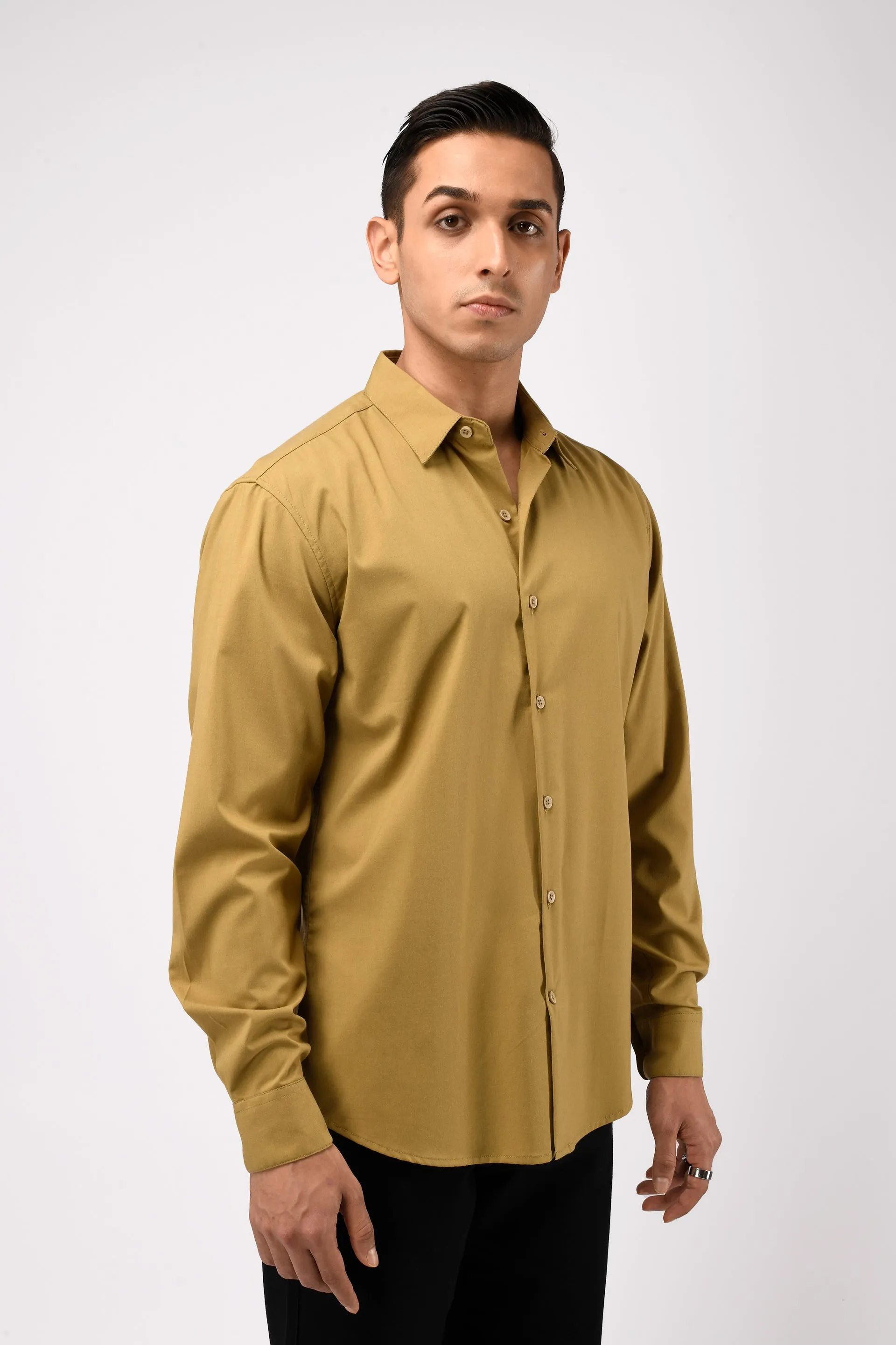 EASY IRON STRETCH SHIRT IN YELLOW