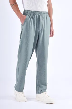 EASY IRON STRIPED FLEXIWAIST RELAXED TROUSER IN GREEN
