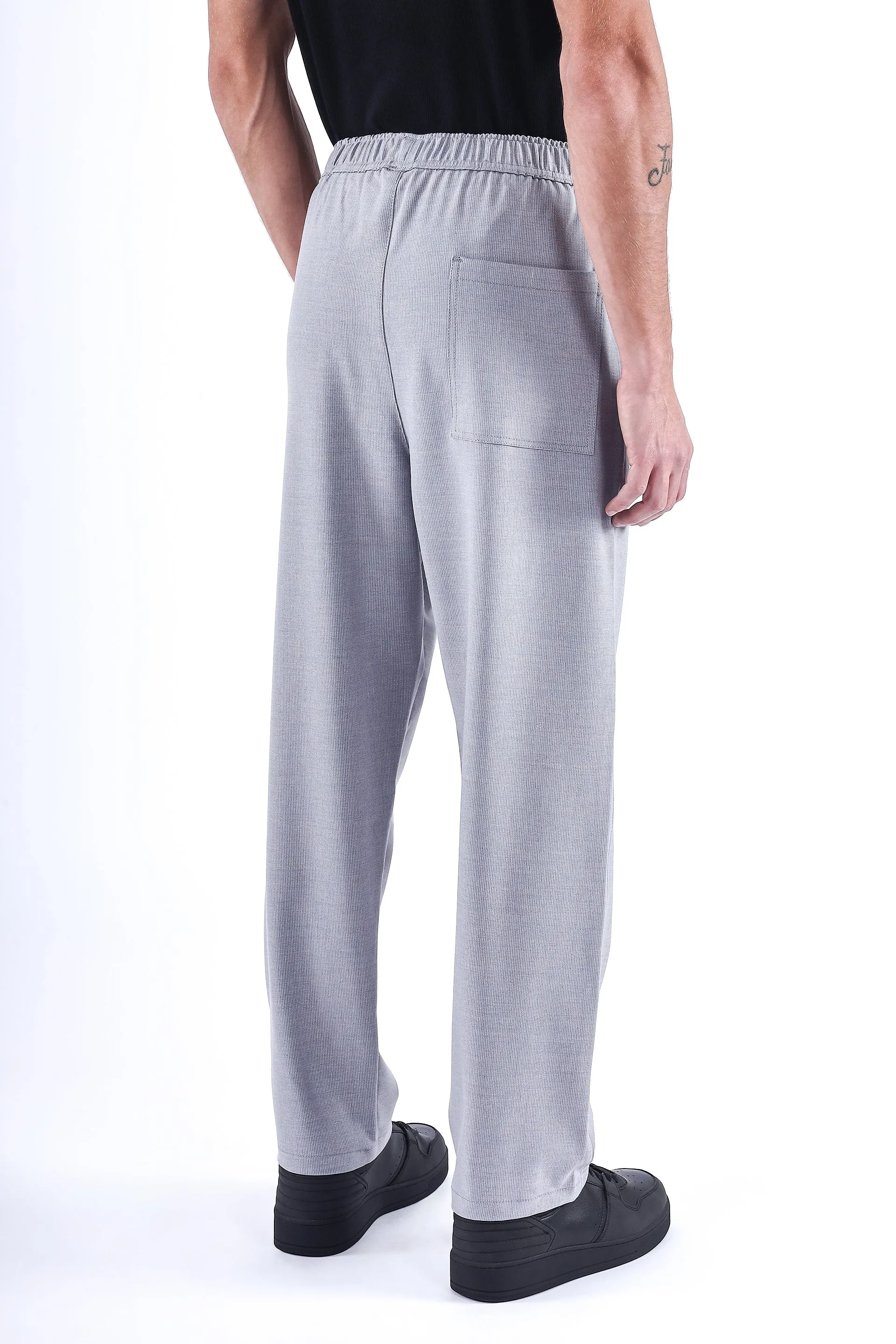 EASY IRON STRIPED FLEXIWAIST RELAXED TROUSER IN LIGHT BLUE
