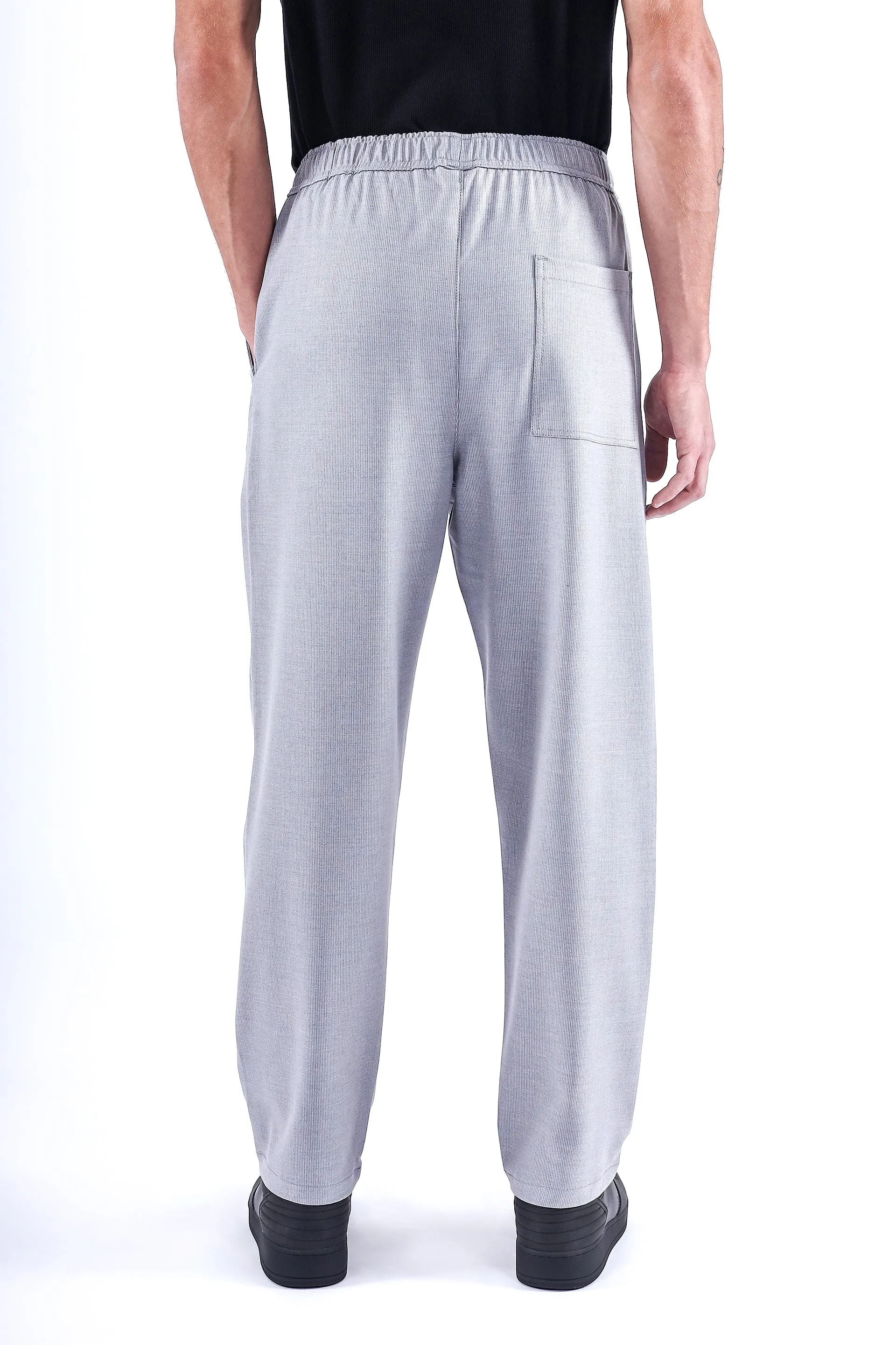 EASY IRON STRIPED FLEXIWAIST RELAXED TROUSER IN LIGHT BLUE