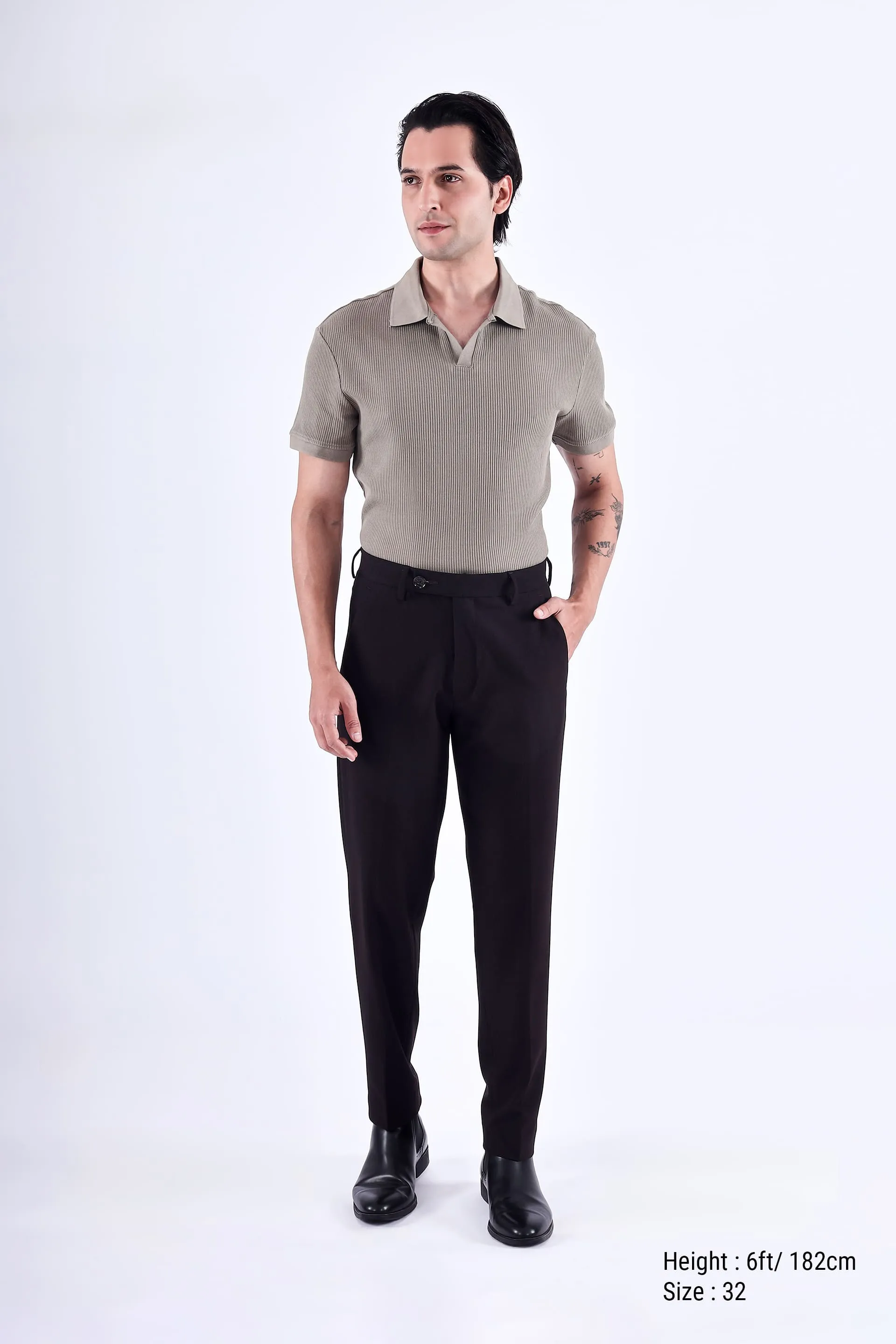 EASY IRON STRIPED FORMAL PANTS IN WINE