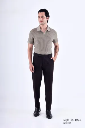EASY IRON STRIPED FORMAL PANTS IN WINE