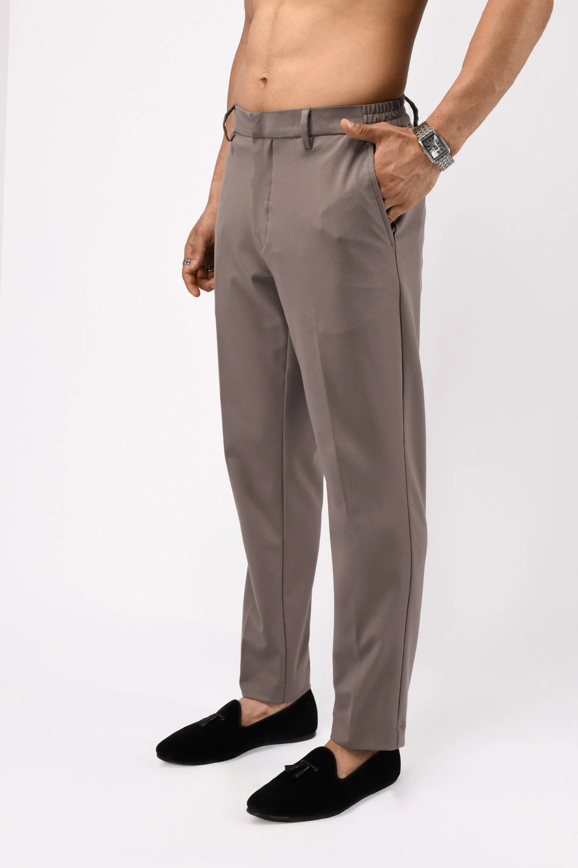 EASY IRON TAILORED TROUSERS IN BEIGE