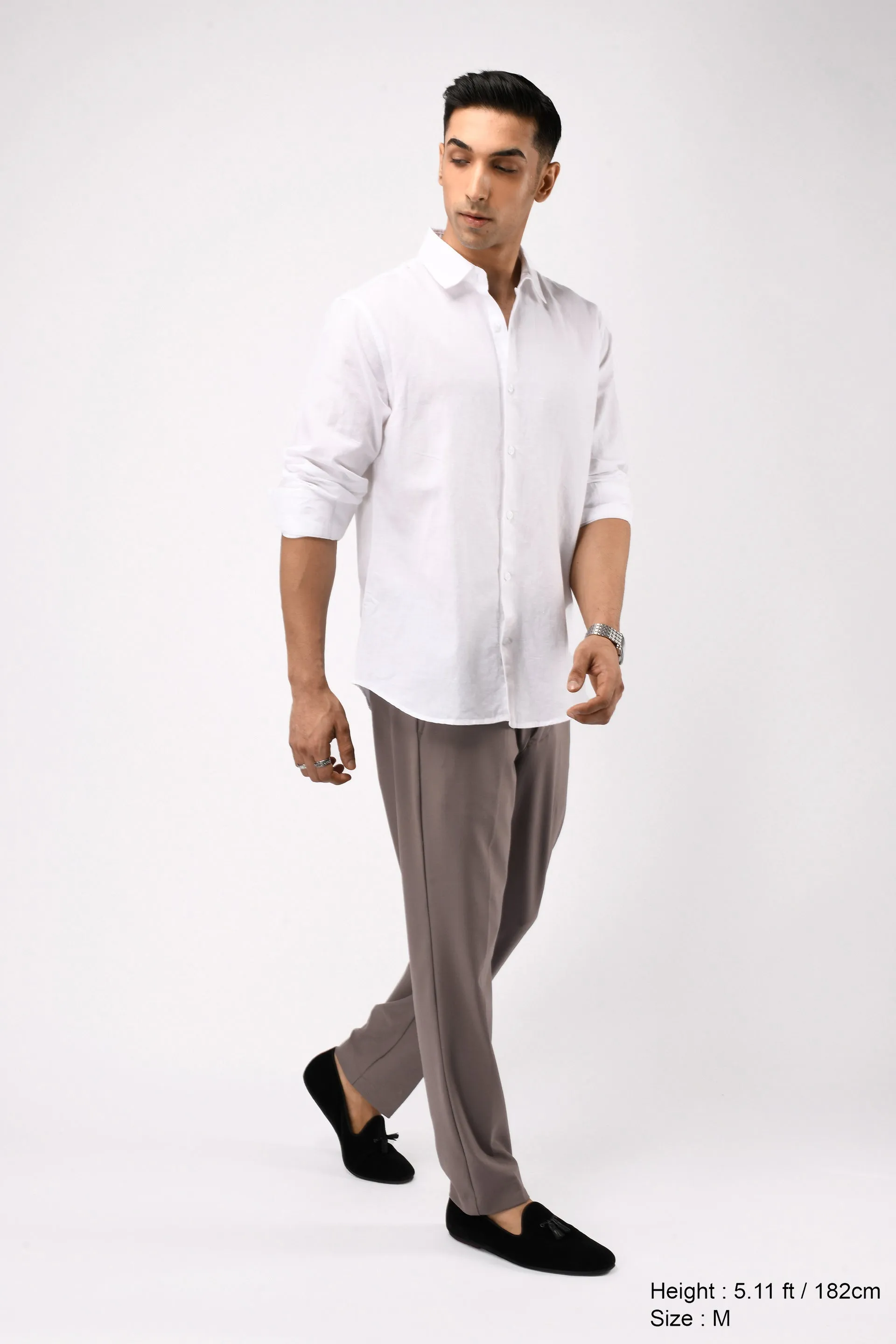 EASY IRON TAILORED TROUSERS IN BEIGE
