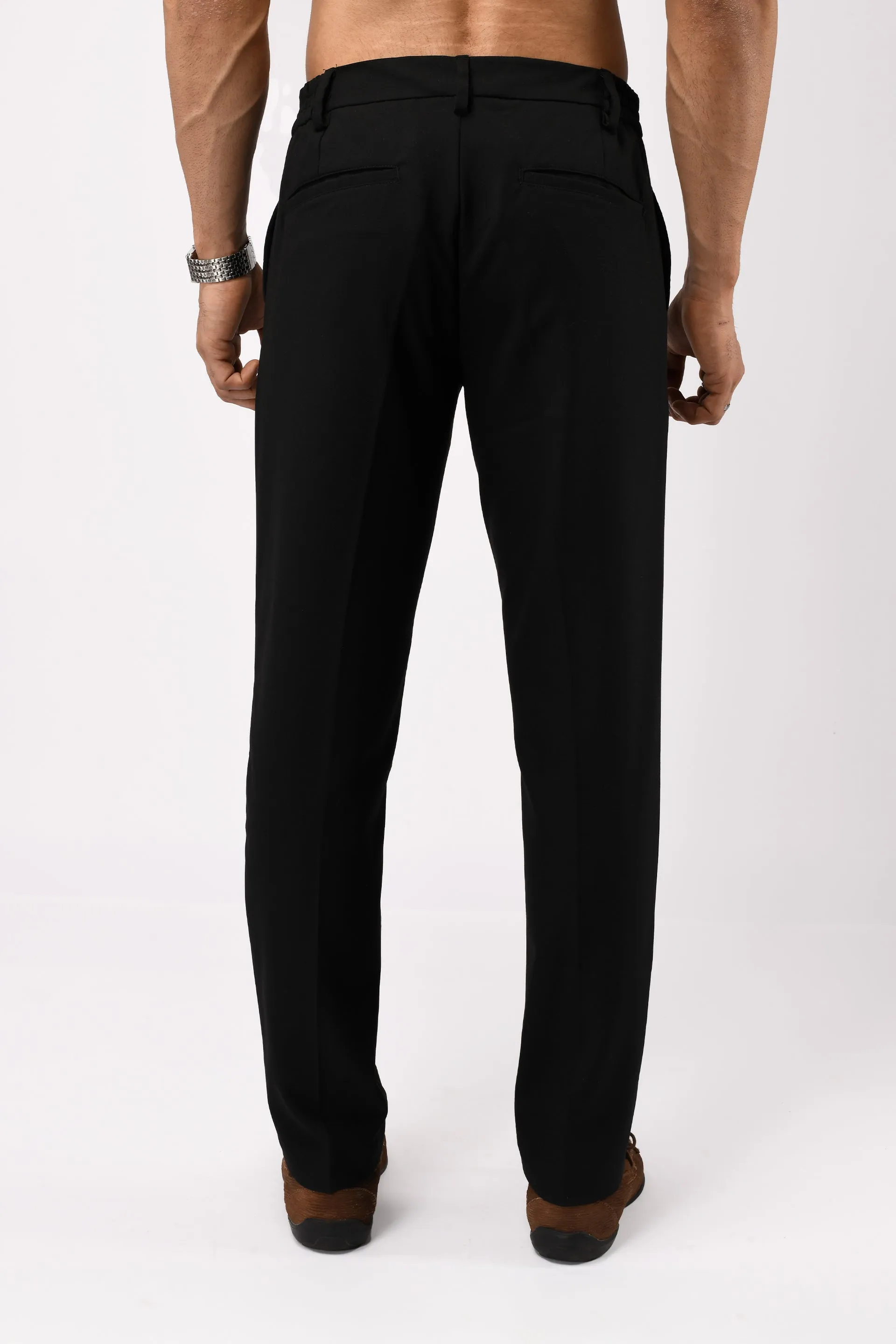 EASY IRON TAILORED TROUSERS IN BLACK