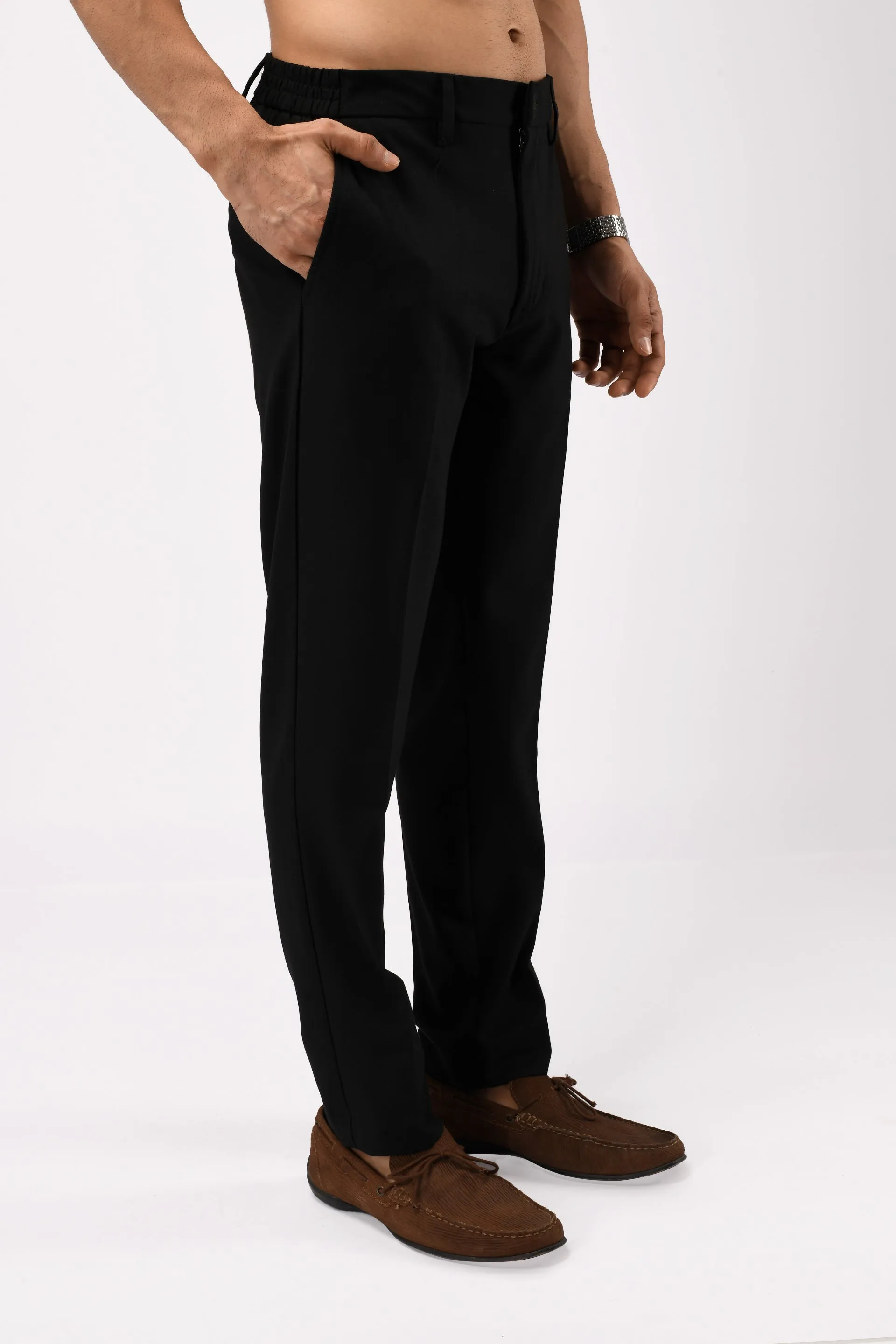 EASY IRON TAILORED TROUSERS IN BLACK