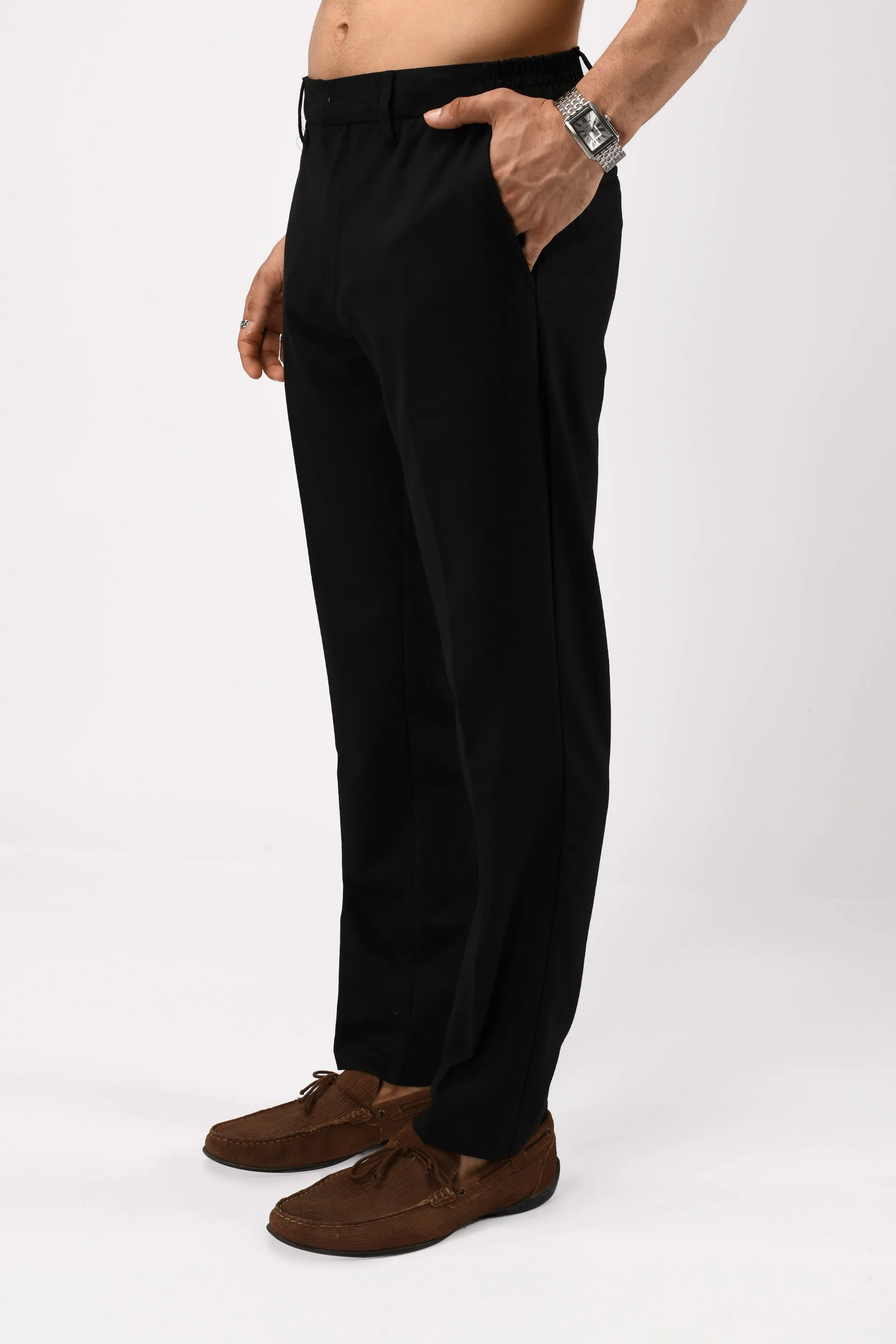EASY IRON TAILORED TROUSERS IN BLACK