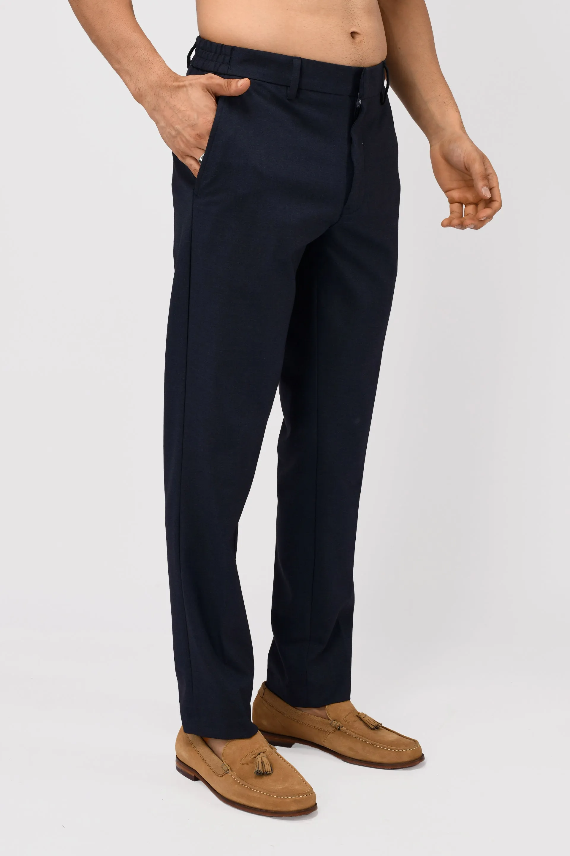 EASY IRON TAILORED TROUSERS IN BLUE