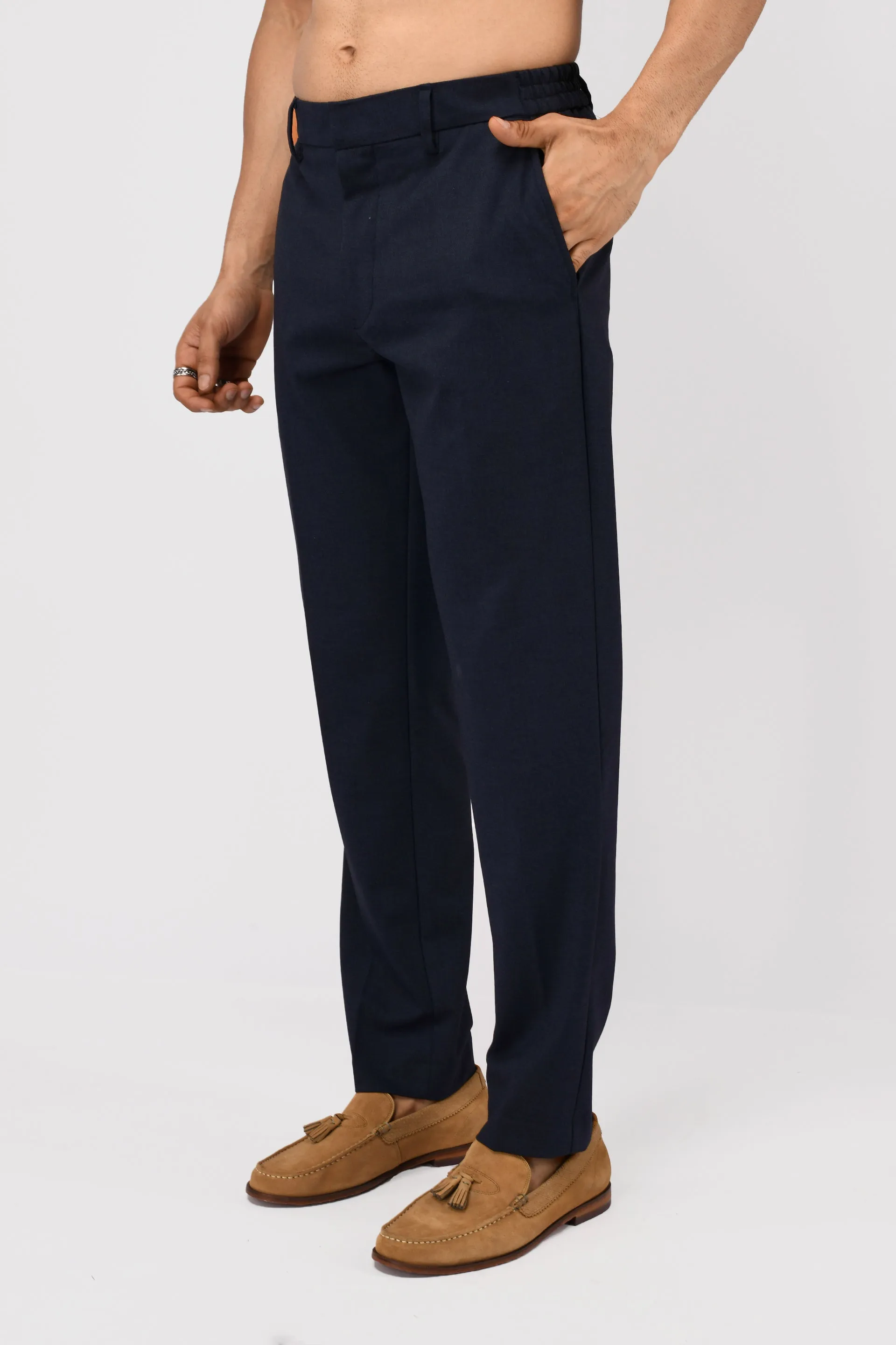 EASY IRON TAILORED TROUSERS IN BLUE