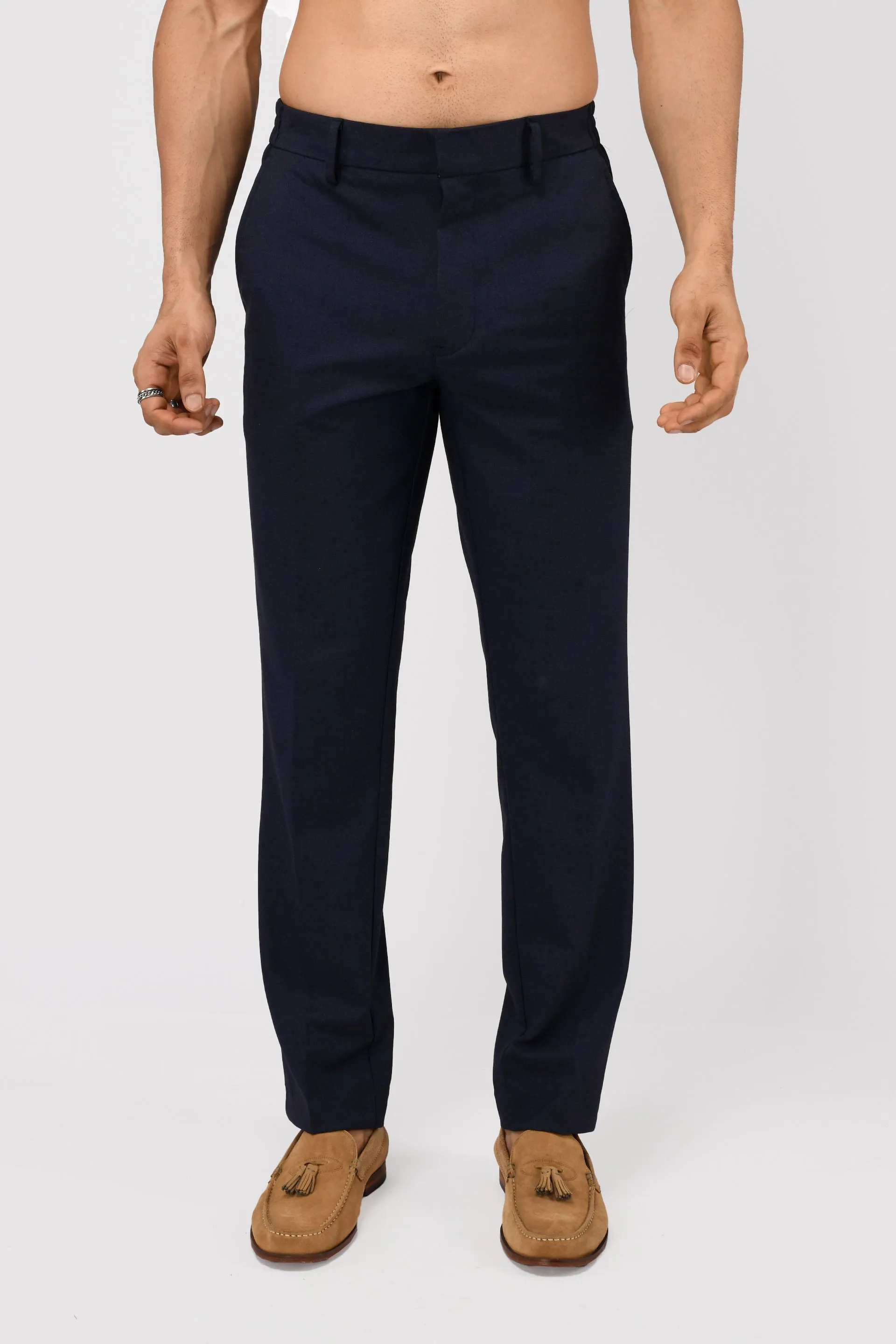EASY IRON TAILORED TROUSERS IN BLUE
