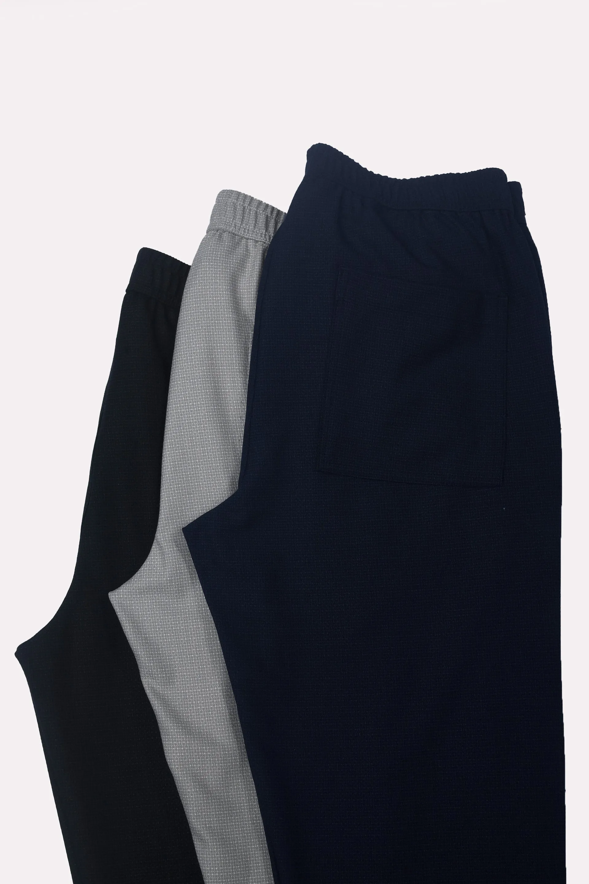 EASY IRON TEXTURED FLEXIWAIST TAILORED TROUSERS IN BLUE