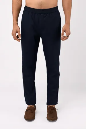 EASY IRON TEXTURED FLEXIWAIST TAILORED TROUSERS IN BLUE
