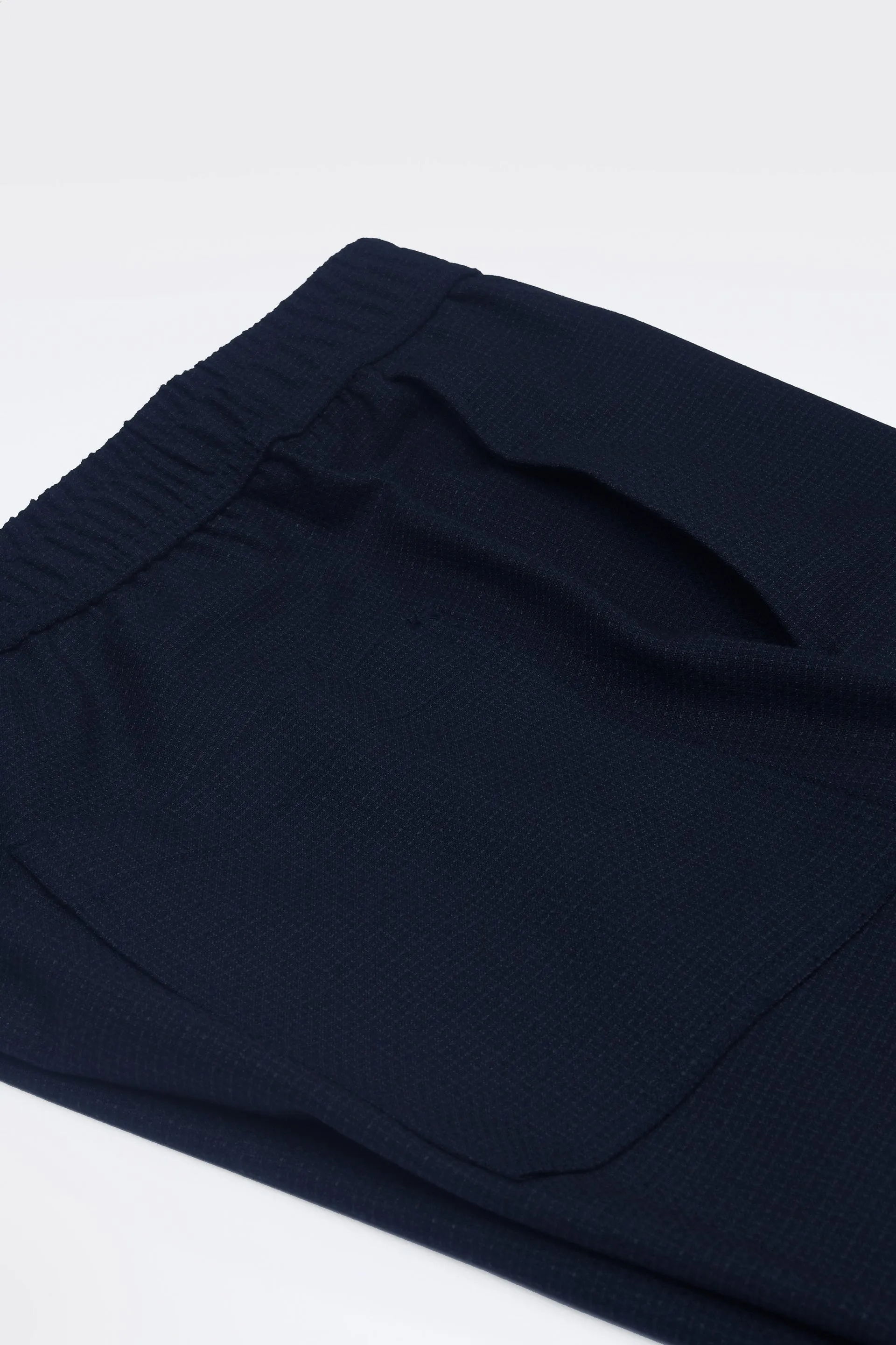 EASY IRON TEXTURED FLEXIWAIST TAILORED TROUSERS IN BLUE