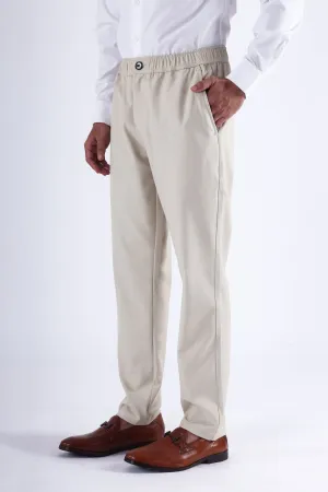 EASY IRON TEXTURED TAILORED TROUSERS IN CREAM