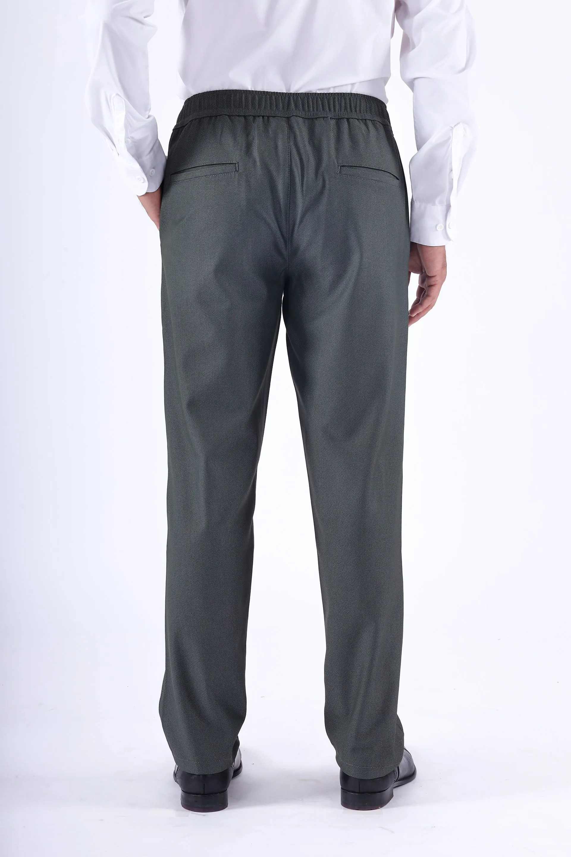EASY IRON TEXTURED TAILORED TROUSERS IN GREEN