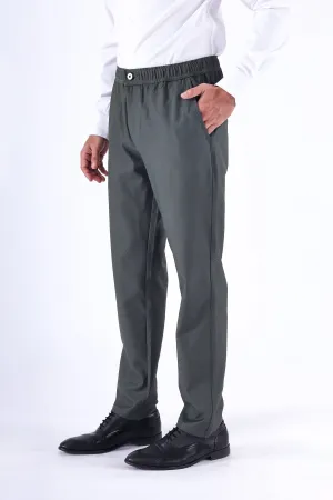 EASY IRON TEXTURED TAILORED TROUSERS IN GREEN