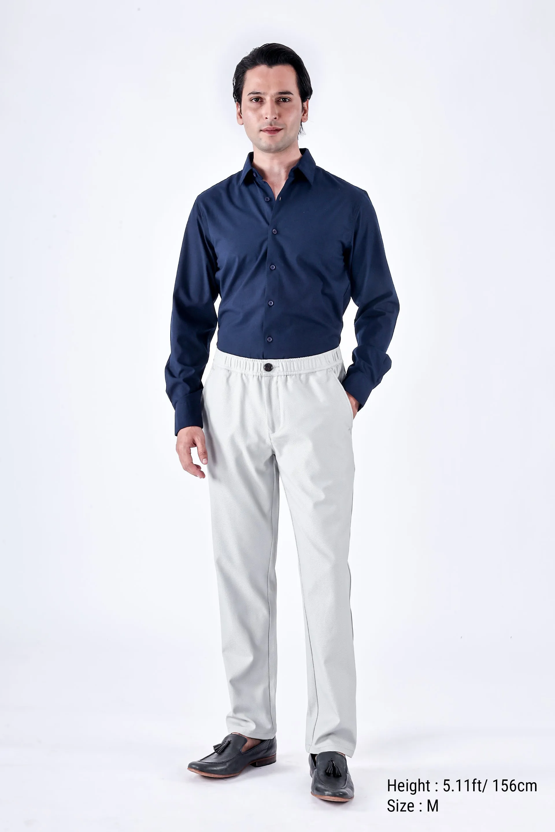 EASY IRON TEXTURED TAILORED TROUSERS IN GREY