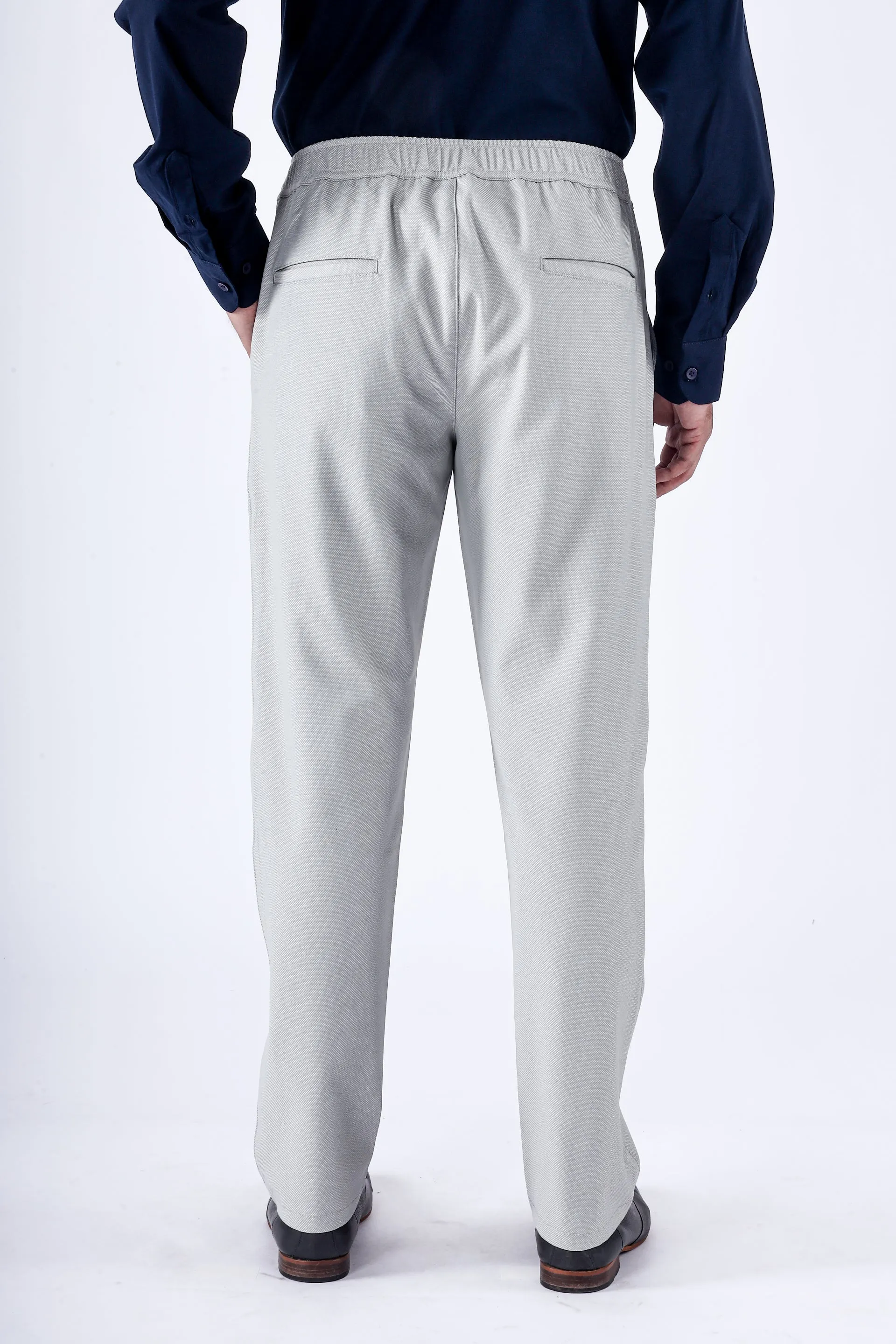 EASY IRON TEXTURED TAILORED TROUSERS IN GREY