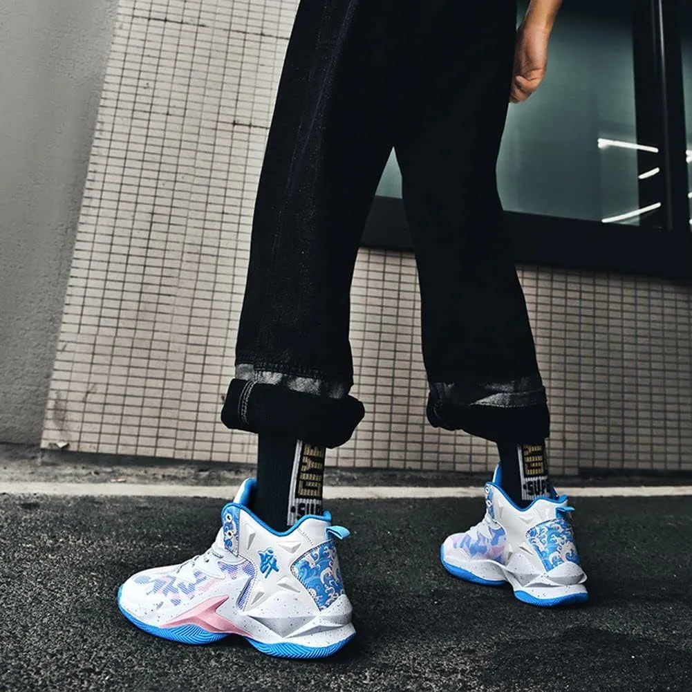 ESXGED Fashion Womens Basketball Shoes Mens Breathable Non Slip Running Sneakers Sports Walking Shoes Cushioning Workout Tennis Shoes
