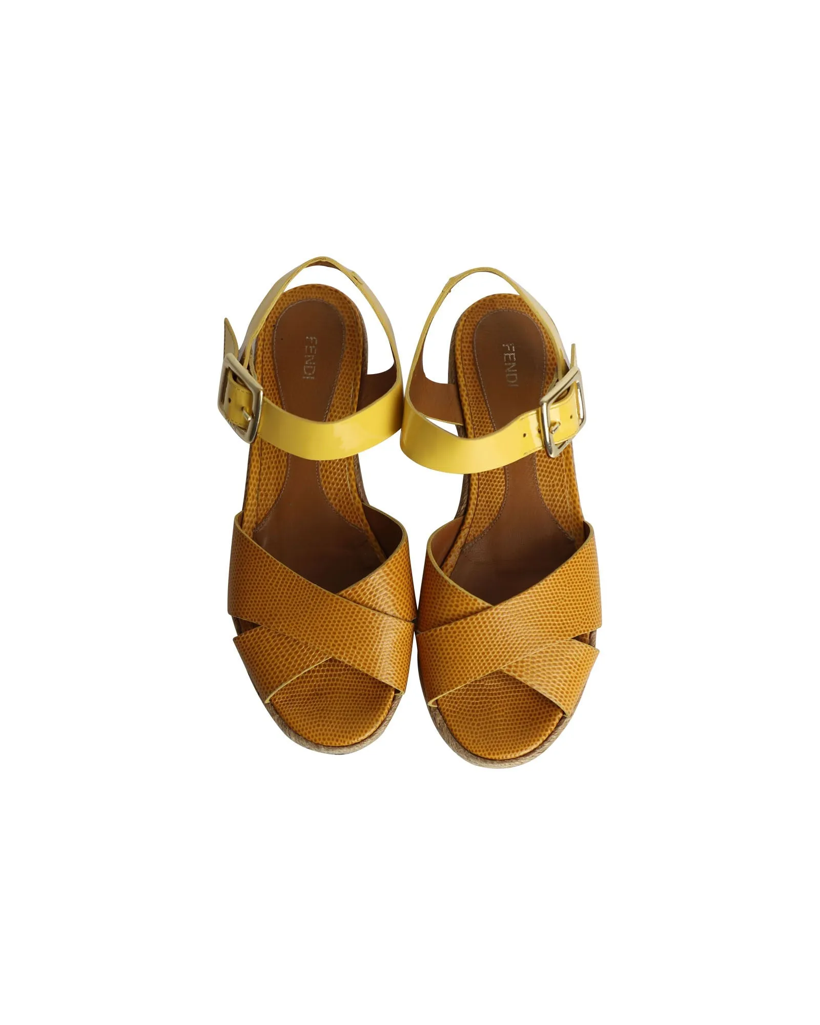 Fendi Cross Ankle Strap Sandals in Multicolor Patent Leather