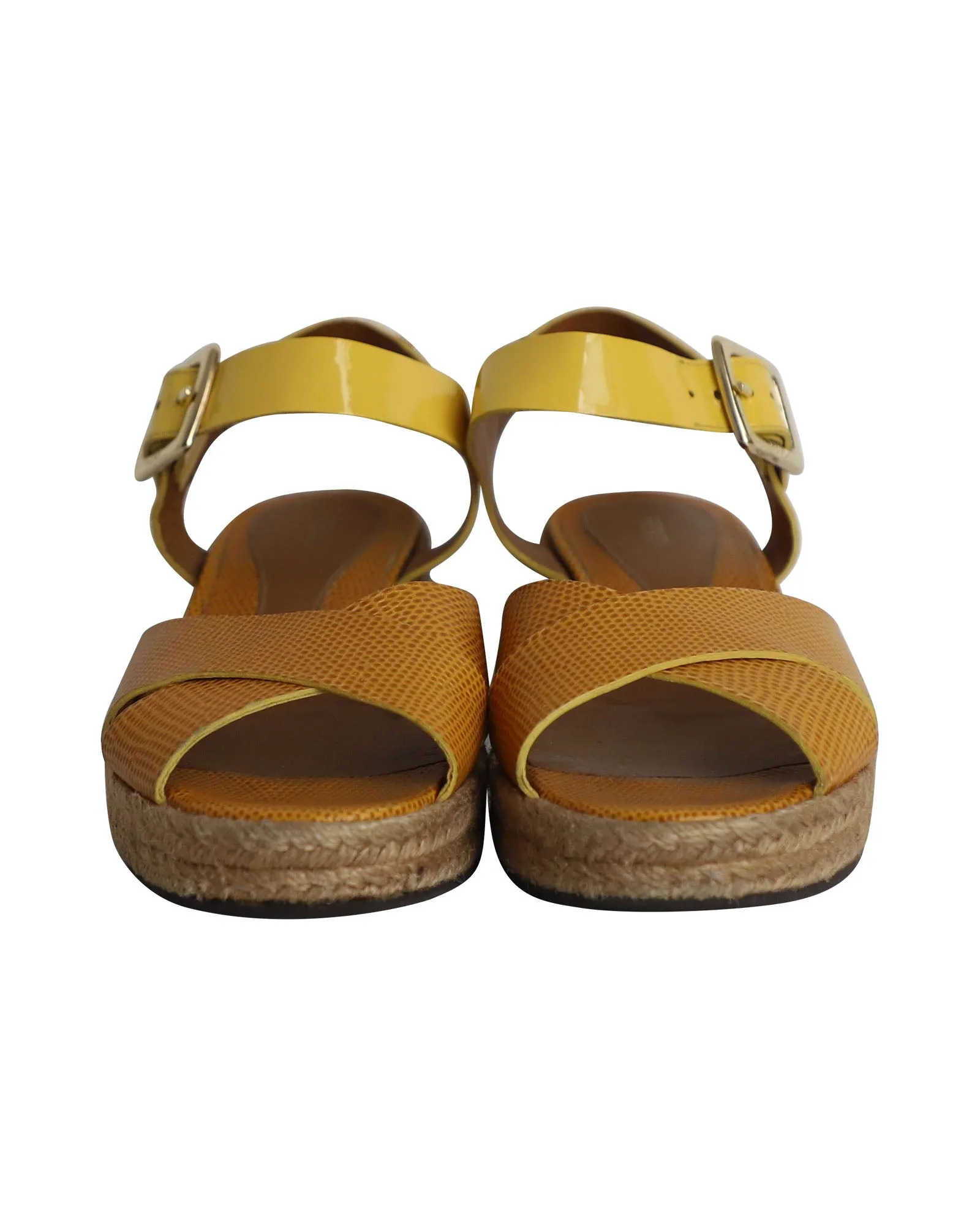 Fendi Cross Ankle Strap Sandals in Multicolor Patent Leather