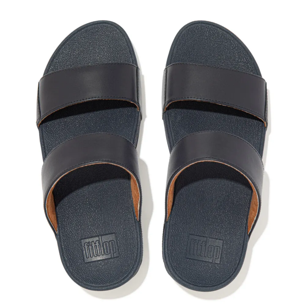 FitFlop Lulu Leather Slides Navy