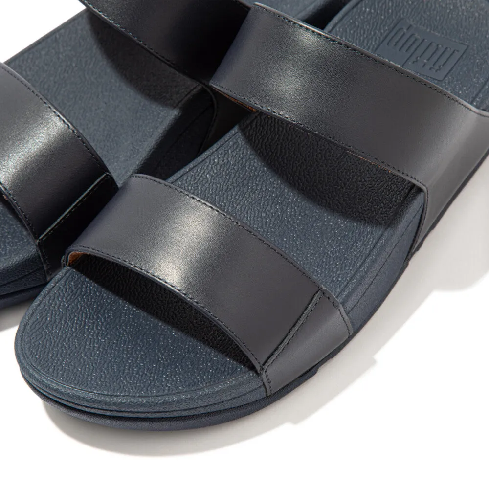 FitFlop Lulu Leather Slides Navy