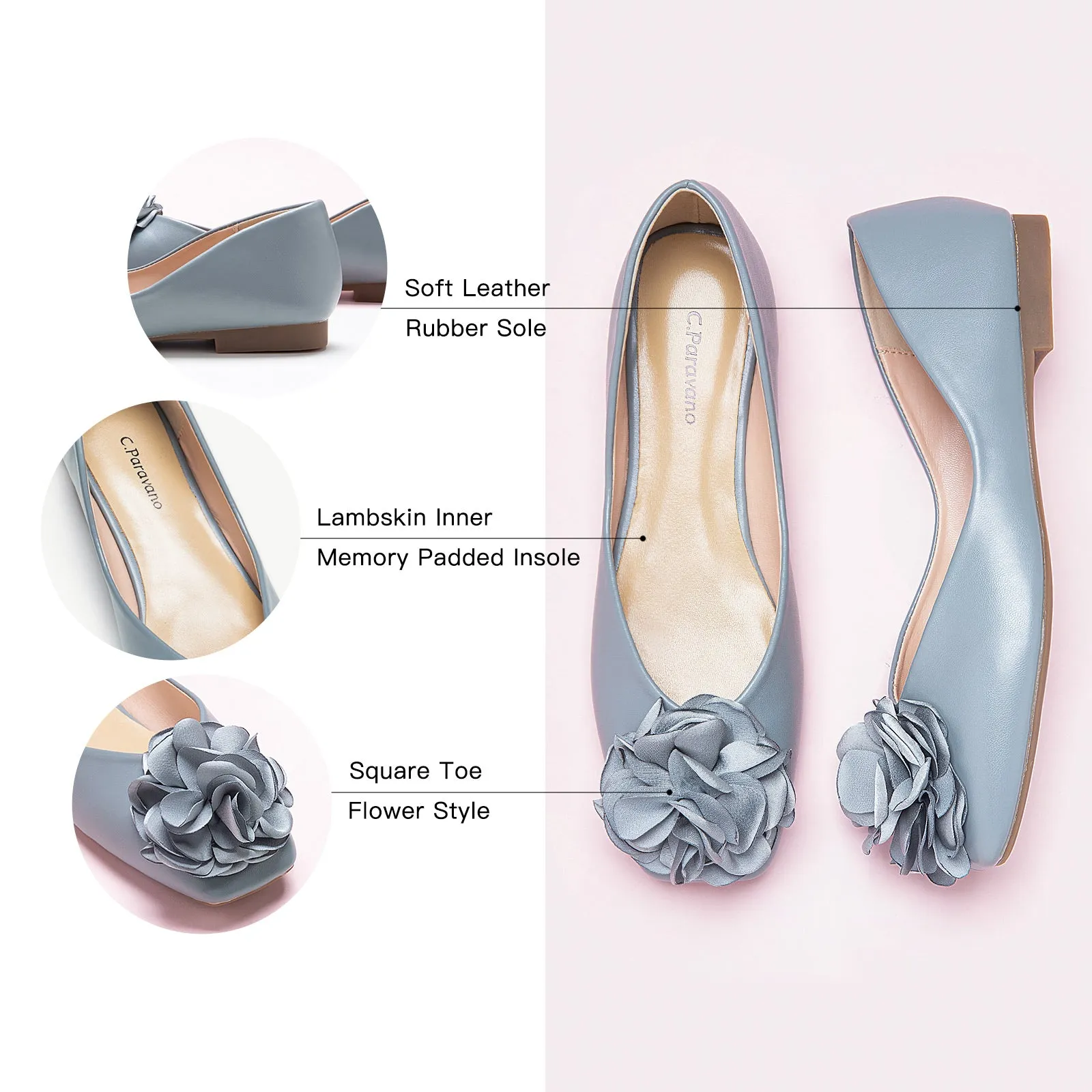 Flower Ballerina Flats (Eva) Blue