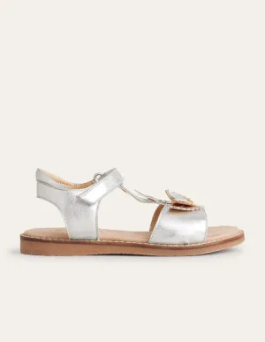 Fun Leather Sandals-Silver Pegasus