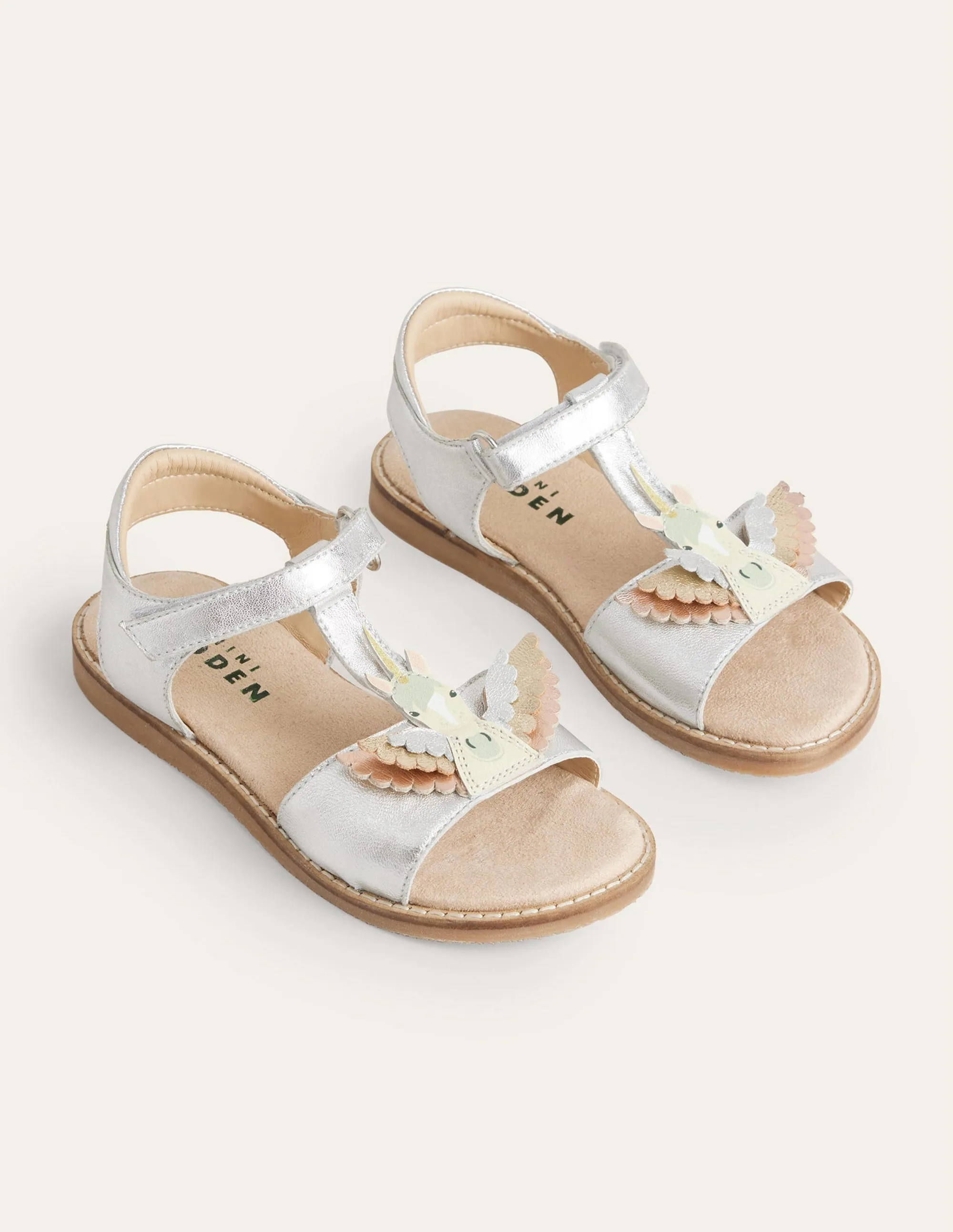 Fun Leather Sandals-Silver Pegasus