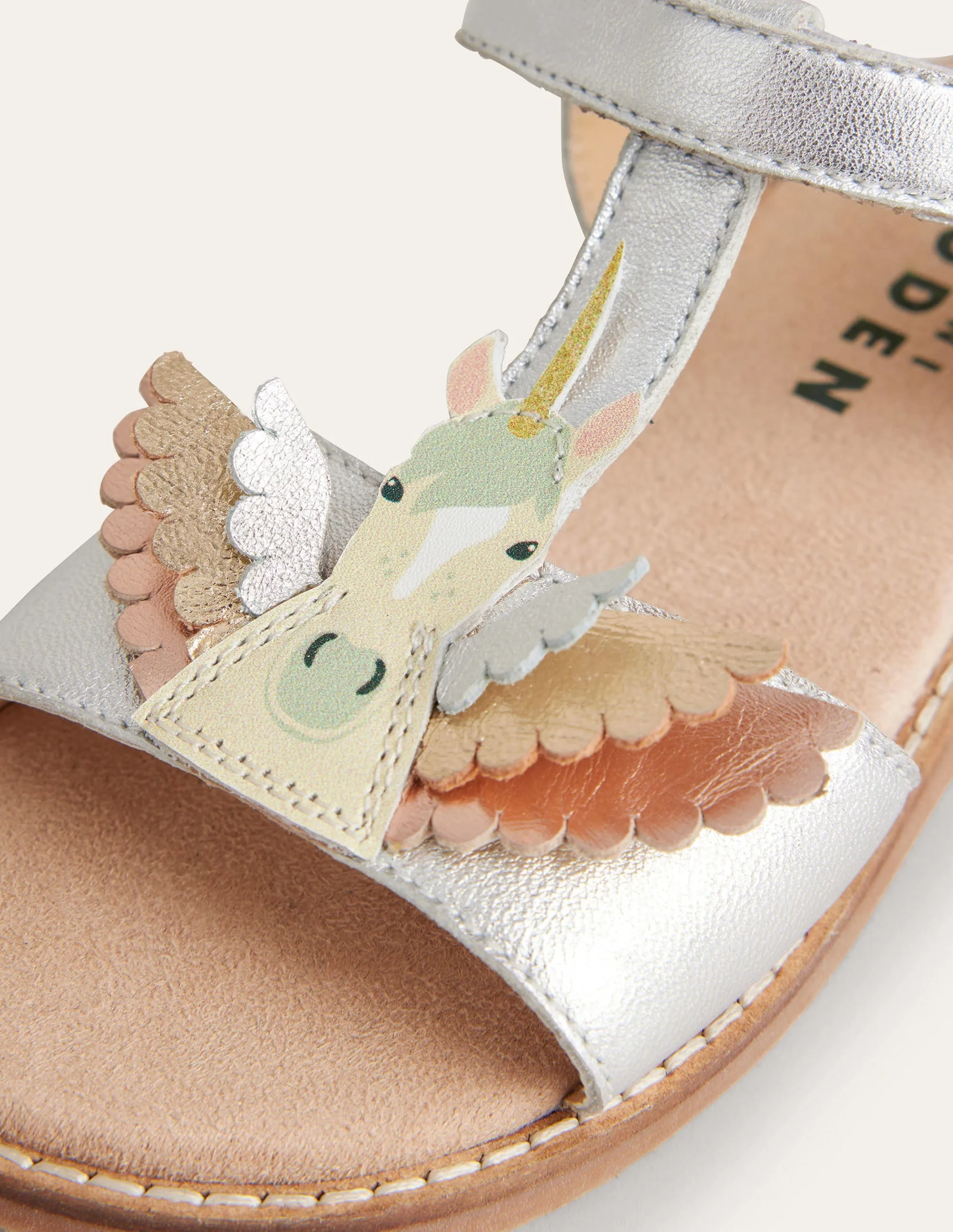 Fun Leather Sandals-Silver Pegasus