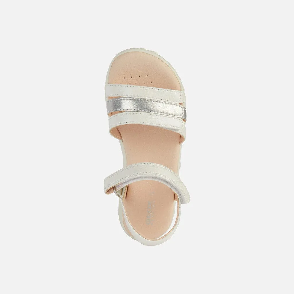 GEOX Haiti Girl Sandals Pearl White/Silver