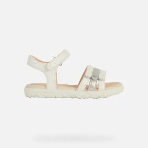 GEOX Haiti Girl Sandals Pearl White/Silver