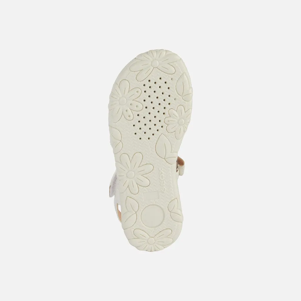 GEOX Haiti Girl Sandals Pearl White/Silver