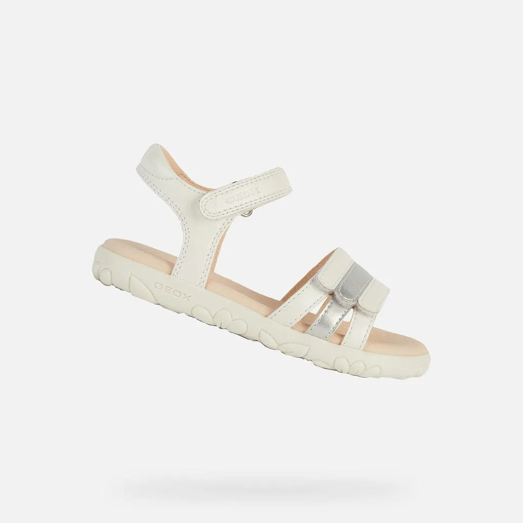 GEOX Haiti Girl Sandals Pearl White/Silver