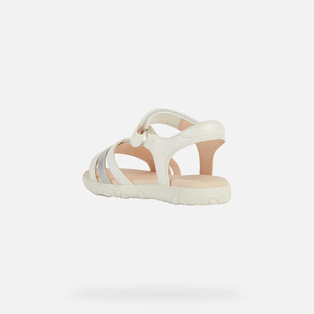 GEOX Haiti Girl Sandals Pearl White/Silver