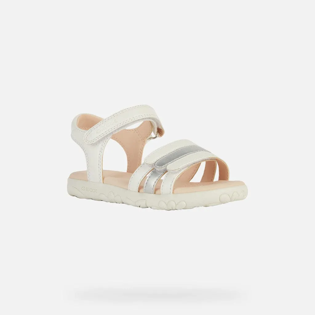 GEOX Haiti Girl Sandals Pearl White/Silver