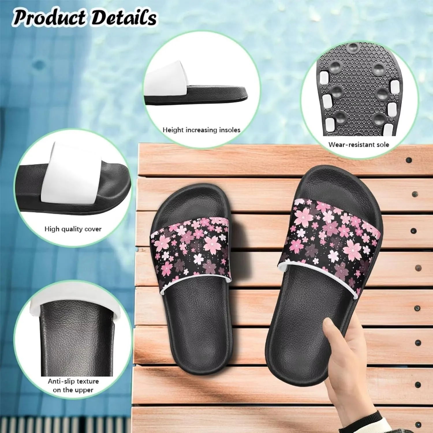 Girls Slides Kids Summer House Shoes for Boys Beach Pool Sporty Slides Shower Non Slip Swimming Gifts