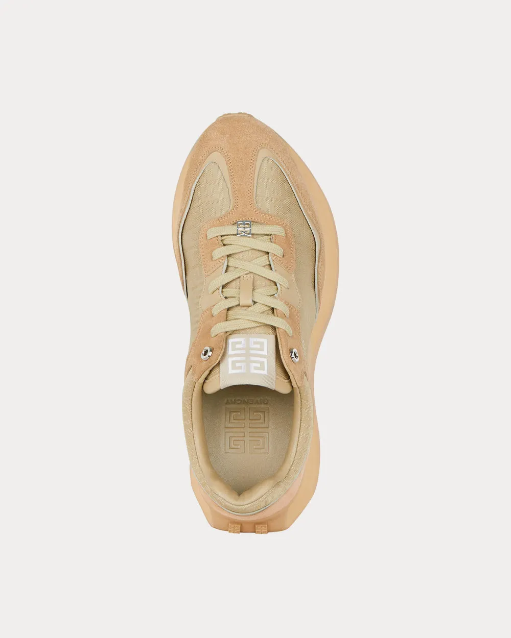 GIV Runner Suede, Leather & 4G Jacquard Sand Light Low Top Sneakers