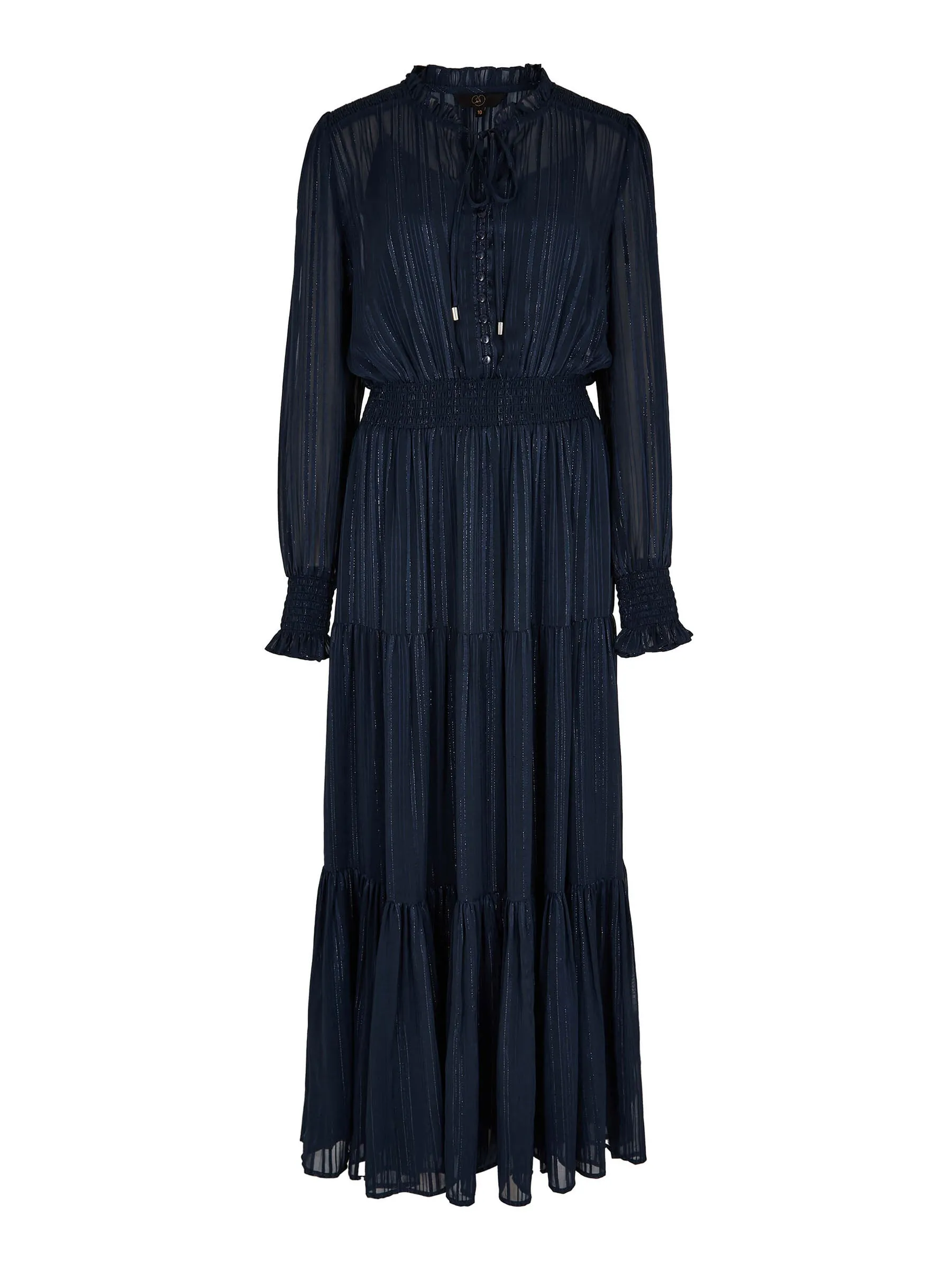 GWD Martine Metallic Stripe Navy Maxi Dress