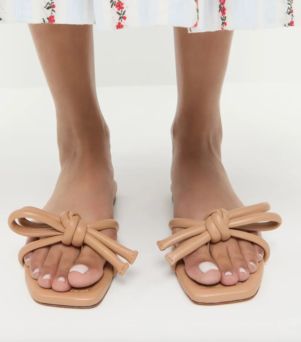 Hadley Leather Bow Flat Sandal