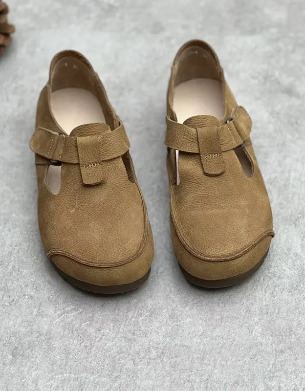 Handmade Round Toe Soft Leather Retro Clog