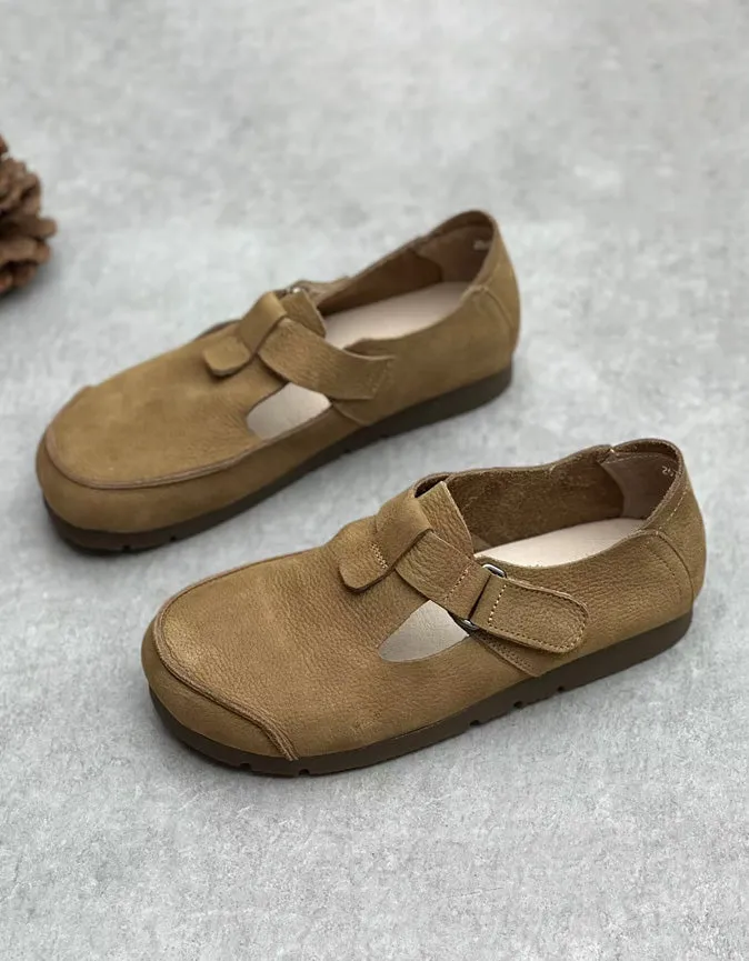 Handmade Round Toe Soft Leather Retro Clog