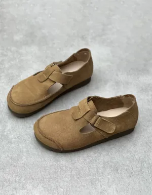 Handmade Round Toe Soft Leather Retro Clog