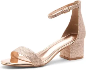 Herstyle Womens Low Heels  Open Toe Chunky Block Heeled Sandals with Ankle Strap | Comfortable Dressy Short Heels for Prom, Wedding, Party & Office