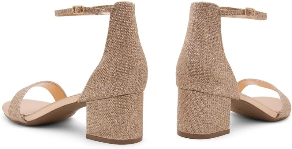 Herstyle Womens Low Heels  Open Toe Chunky Block Heeled Sandals with Ankle Strap | Comfortable Dressy Short Heels for Prom, Wedding, Party & Office