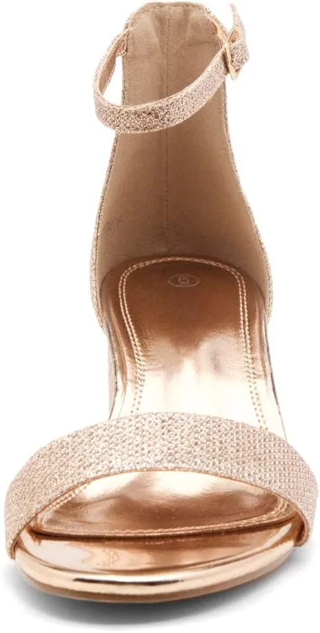 Herstyle Womens Low Heels  Open Toe Chunky Block Heeled Sandals with Ankle Strap | Comfortable Dressy Short Heels for Prom, Wedding, Party & Office